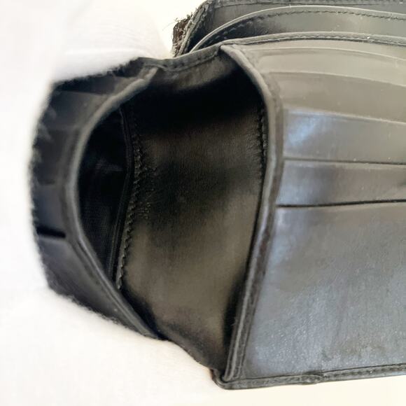 GUCCI Black GG Canvas Bifold French Flap Wallet Canvas Leather Silver Tone - Picture 10 of 12